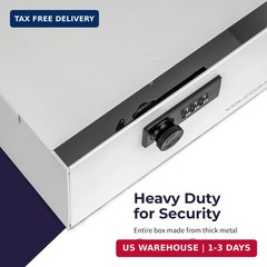 Volcora Cash Box Money Organizer – 15″ x 7.5″ x 4″ Cashbox 5 Compartments Drawer