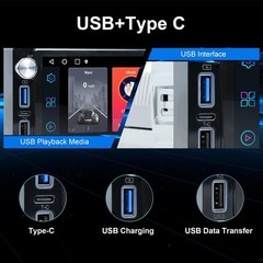 6.9-Inch Single Din Touchscreen Car Stereo – Android 2GB+64GB Type-C&USB Sing…