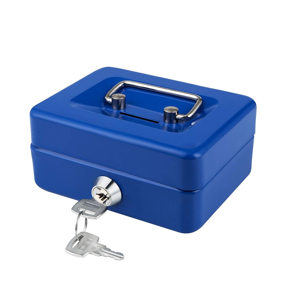 Mini Cash Box with Lock and Slot Small Cash Box with Money Tray Metal Piggy B…