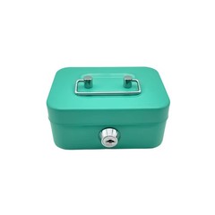 Small Cash Box with Money Tray and Lock, Metal Cash Lock Box with Key