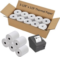 Efficient 10 Pack Thermal Receipt Paper – 3-1/8″ x 119′ w/ End-of-Warning Signal