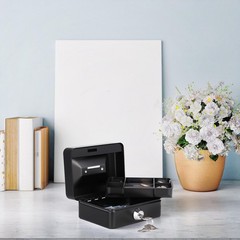 Mini Cash Box with Slot Small Cash Box with Money Tray and Key Lock, Metal Lo…