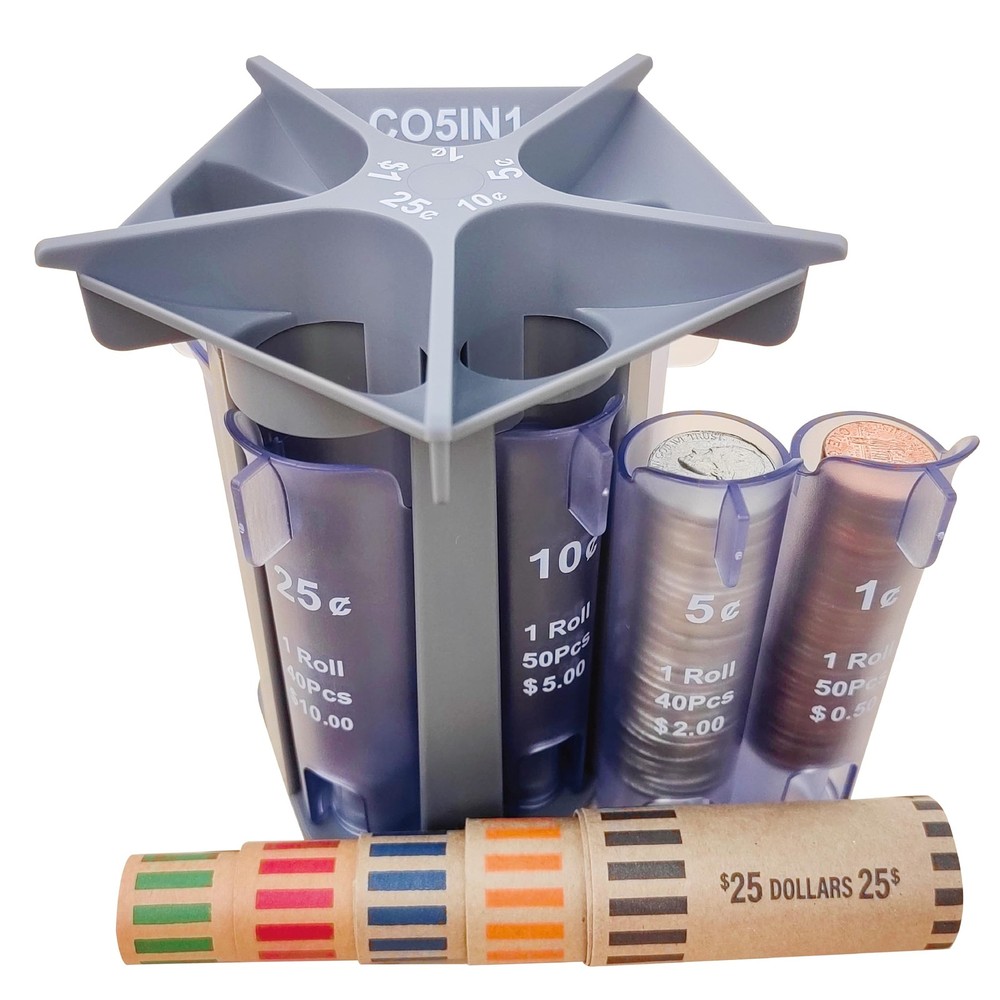 CO5IN1 Change Sorter Tube as Coin Counter Machine with Light Grey