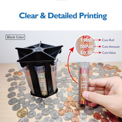 Coin Sorter Tube Coin Counter with Coin Wrappers, 5-IN-1 Change Sorter Change C