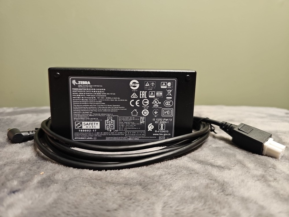 Zebra PWR-BGA12V50W0WW Power W/ Zebra CBL-DC-388A1-01 (See Pics)