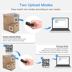 Eyoyo Mini 1D Bluetooth Barcode Scanner Work with Windows Android iOS Phone