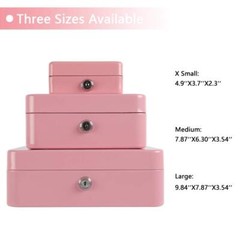 Locking Steel Mini Cash Box with Removable Coin Tray and Key Lock for Kids 4….
