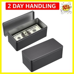 2 Packs Black Metal Cash Box Rectangular Money Organizer with Lid Currency St…