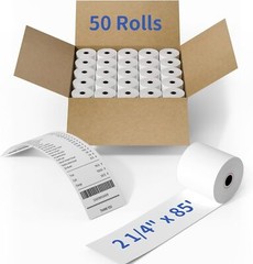 BPA Free Thermal POS Paper Roll 57mm x 26m (2 1/4″ x 85′) – 50 Rolls/Case Bulk