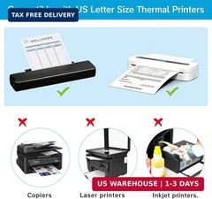 BESARME 100 Sheets Thermal Printer Paper, 8.5 x 11 Inch US Letter Size Thermal P