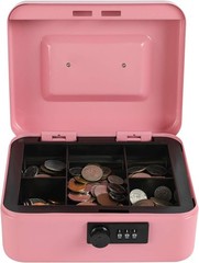 Portable Pink Cash Box Safe with Combination Lock – Freestanding, Durable Design