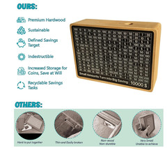 Money Saving Challenge Box Cash Vault Wooden Savings Box Cash Saver $500 $10000