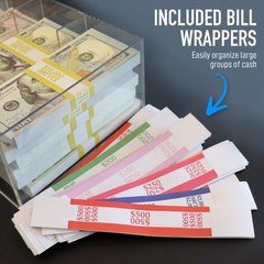Clear Currency Tray, 5 Compartment Cash Organizer Money Storage Box, 300 Curr…