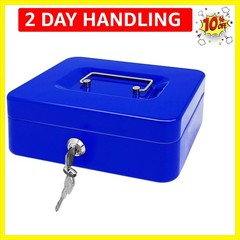 Steel Cash Box with Key Lock, Metal Small Money Organizer with Money Tray,Cas…