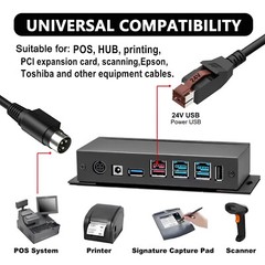 24V Powered USB to DIN 3 Pin 3P Power Cable for POS System IBM Scanner Printer