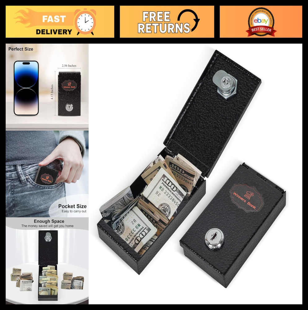Portable Metal Cash Box for Gamblers – Pocket-Sized Safe with Key, Casino Money