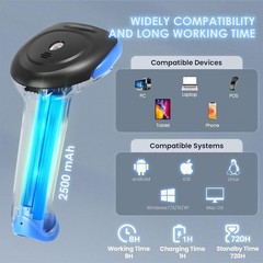 3 in 1 Bluetooth 2.4GHz Wireless Wired 1D 2D Barcode Scanner USB QR Code Reader