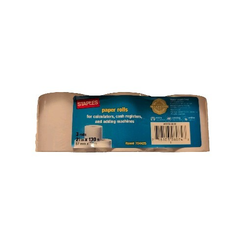 Staples 3 Paper Rolls 2 1/4″ x 130’ Calculator, Cash Register & Adding Machine