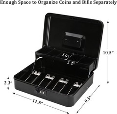 Elegant Black Cash Box with Anti-Theft Combination Lock – Perfect for Any Setup