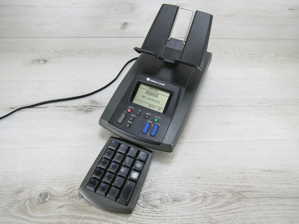 Tellermate Vintage TY Money Note Coin Cash Counter with Keyboard Powers On