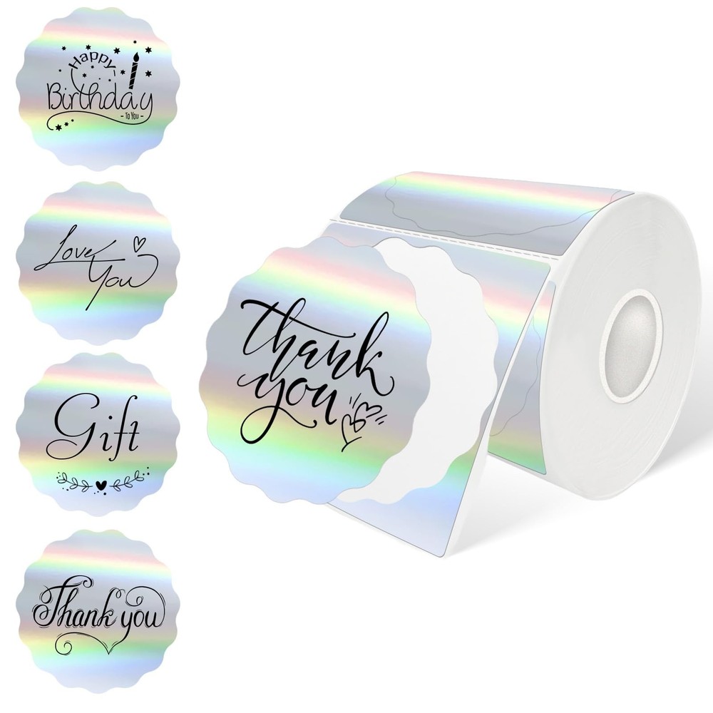 3 Inch Round Holographic Thermal Labels, Color Flower Thermal Sticker Labels …