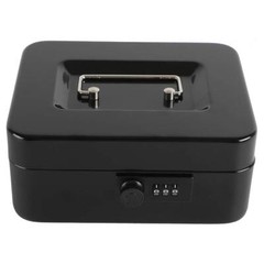 Black Steel Cash Box Safe Medium 7.87×6.30×3.54 Combination Lock Coin Tray