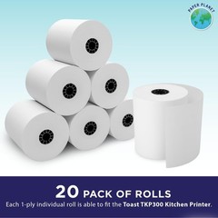 1-Ply White Bond Paper for Toast Kitchen Printer by Paper Planet | 20 Rolls |…