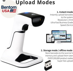 Wireless Portable 1D&2D with Stand Bluetooth Barcode Scanner: 3-In-1 Handheld Sc