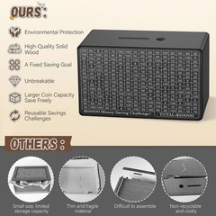 Wooden Money Saving Box Cash Vault Savings Box for 10000 5000 3000 1000 800