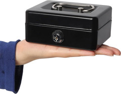 Large Cash Box with Money Tray and Lock, Metal Money Box for Cash, Lockb