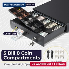 Volcora Electronic Cash Register Drawer for Point of Sale (POS) System, 5 Bill/8