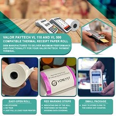 Receipt Paper Roll for Valor Paytech VL 110 and VL 500 Credit Card Machine 20…