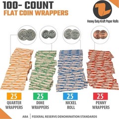 4Pc Coin Counters & Coin Sorters Tubes Bundle of 4 Color-Coded Assorted Wrappers