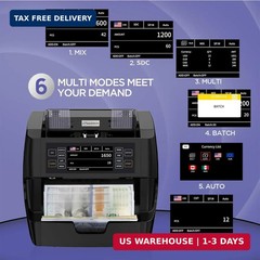 NUCOUN VC-3 Money Counter Machine Mixed Denomination, Value Counting, CIS/UV/IR/