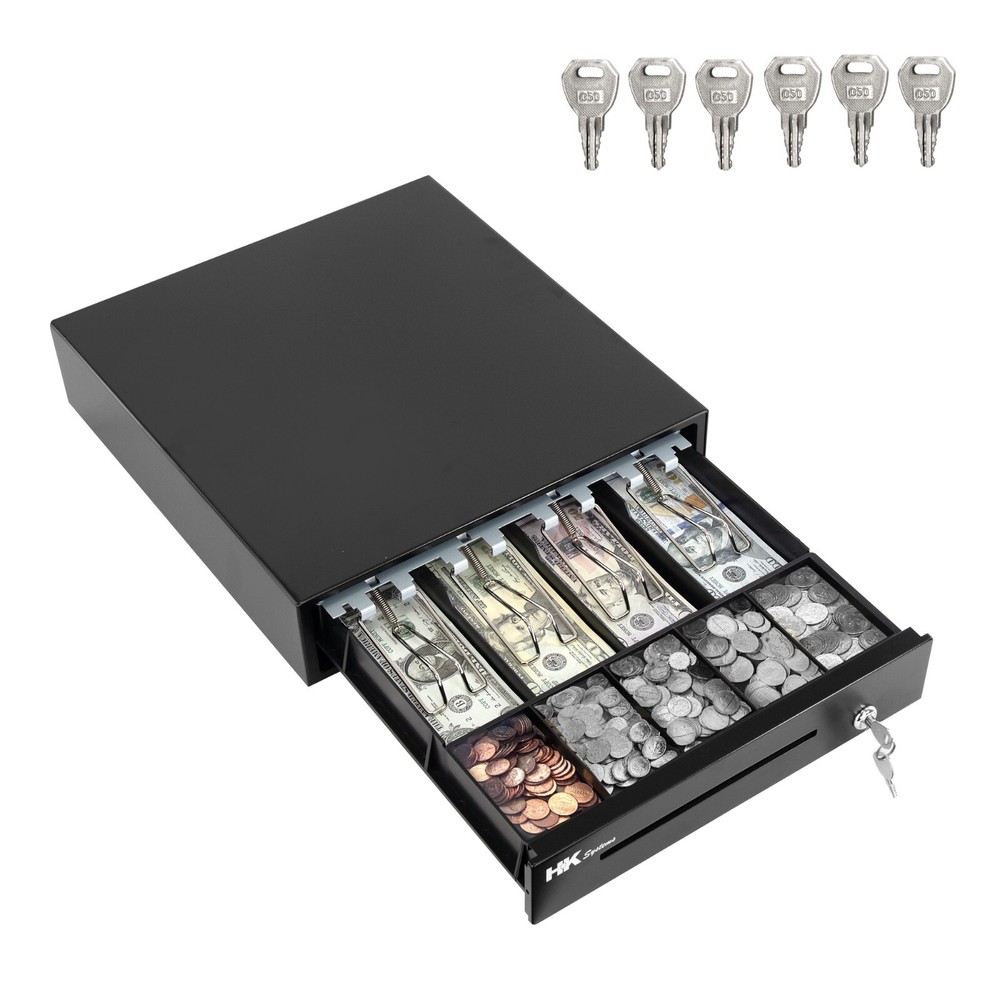13″ Heavy Duty POS Cash Drawer 4Bill/5Coin, Removable Coin Compartment, 24V, RJ1