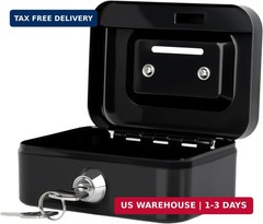 Mini Cash Box with Slot Small Cash Box with Money Tray and Key Lock, Metal Lock