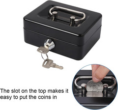Large Cash Box with Money Tray and Lock, Metal Money Box for Cash, Lockb