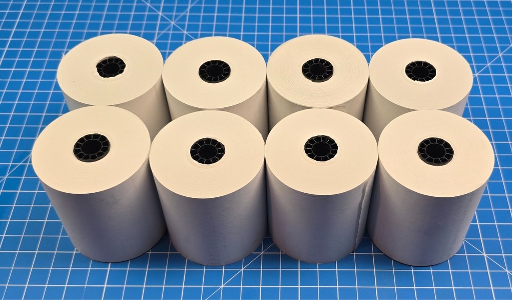 8 Rolls Staples 3 1/8″ x 230ft (8cm x 70m) 7/16 Core White Thermal Paper Rolls