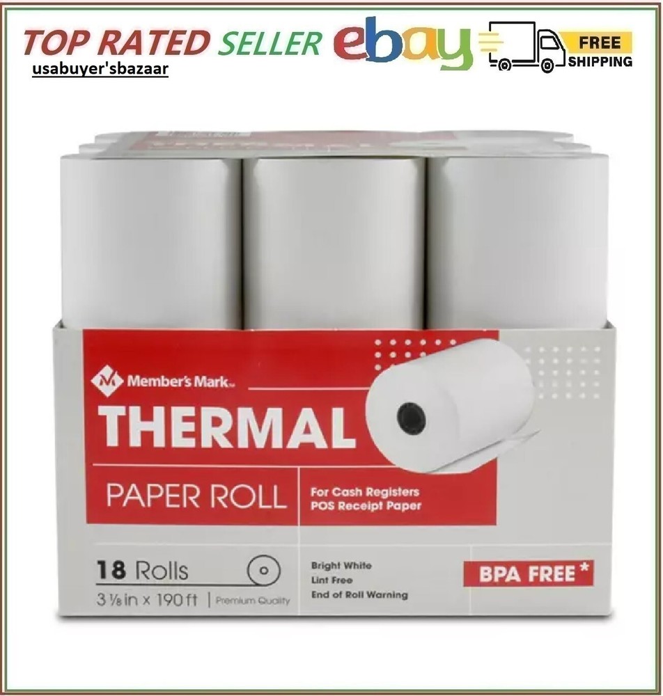 Member’s Mark Thermal Receipt Paper Rolls, 3 1/8″ X 190′, 18 Rolls