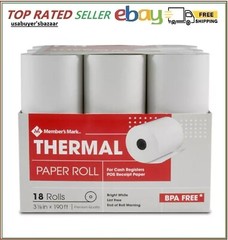 Member’s Mark Thermal Receipt Paper Rolls, 3 1/8″ X 190′, 18 Rolls