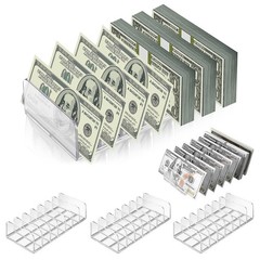 4 Pack Acrylic Money Organizer Cash Trays 7 Sections Clear Dividers Desk Orga…