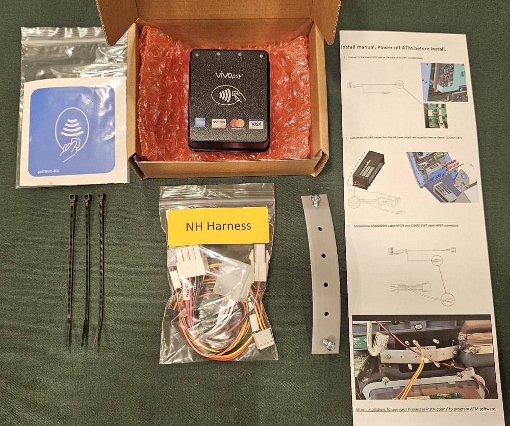ATM NFC UPGRADR KIT READER & HARNESS Nautilus Hyosung Halo 2 EMV MOBILE PAY EMV