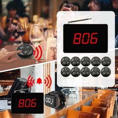 Restaurant Wireless Call System With 1 Display Screen+2 Watches+10 Call Buttons