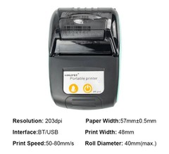 Receipt Printer 58mm Portable Thermal Ticket Printer Android IOS Windows Wire