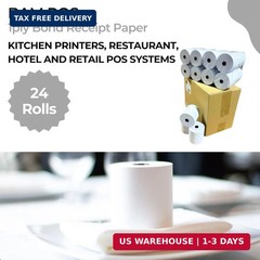 BAM POS 3″ x 150′ 1ply Bond Receipt Paper Rolls for Kitchen Impact Printers TMU2