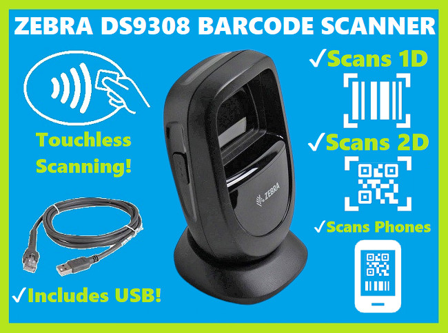✅Zebra DS9308 2D/1D/QR Code Barcode Scanner with USB Cable for Point of Sale!🔥⭐