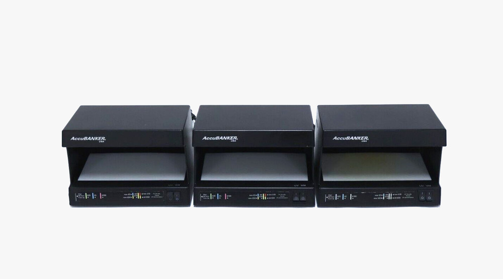 Lot Of 3 AccuBanker D63 Counterfeit Money Detector UV Light