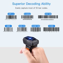 Eyoyo Barcode Scanner 1D Laser Finger Ring Reader Wireless Bluetooth for Iphone