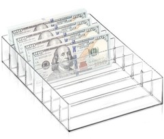 Large Acrylic Cash Organizer 8 Section Clear Money Budget Tray Organizer Plas…