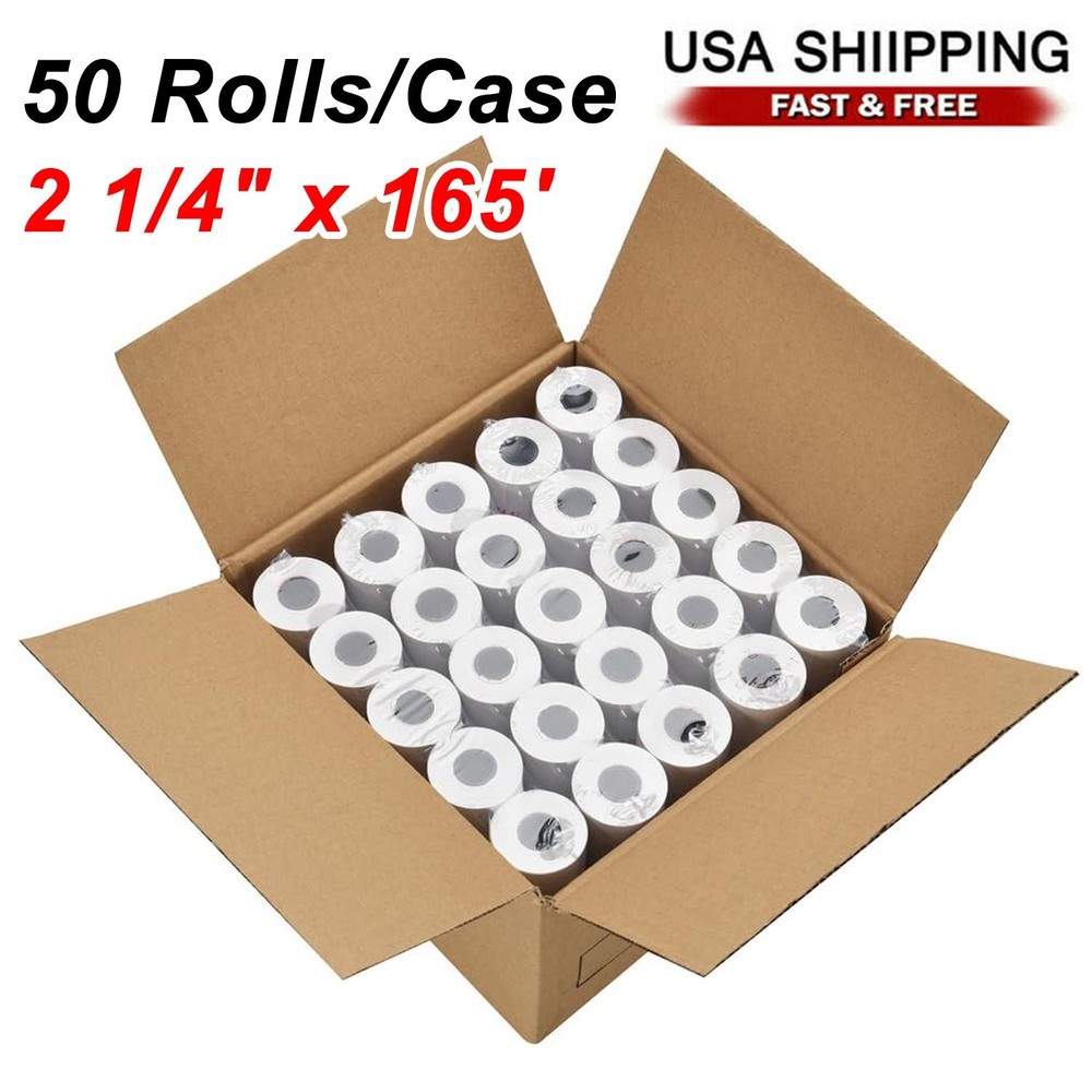 50 Rolls Case 2 1/4″ x 165′ Thermal Paper Cash Register POS Receipt Paper Rolls